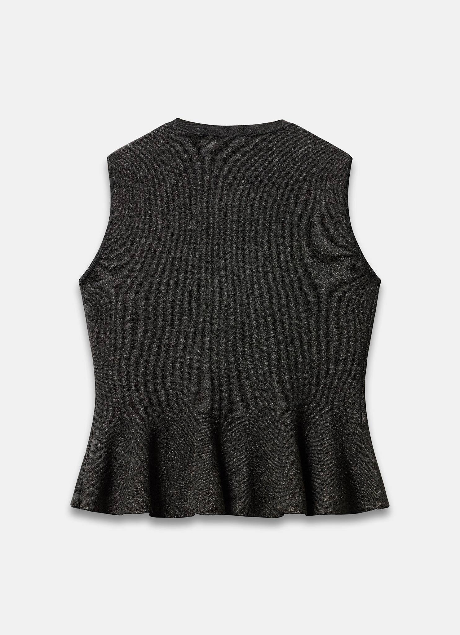 Black Metallic Knit Peplum Top – Mint Velvet