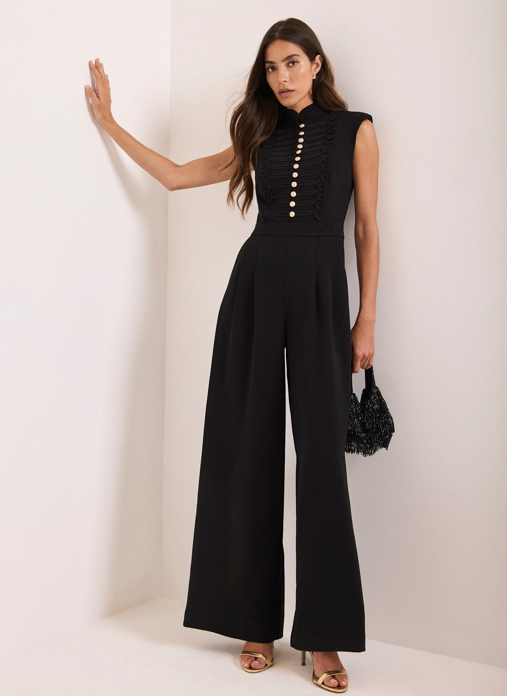 Black Military Detail Jumpsuit