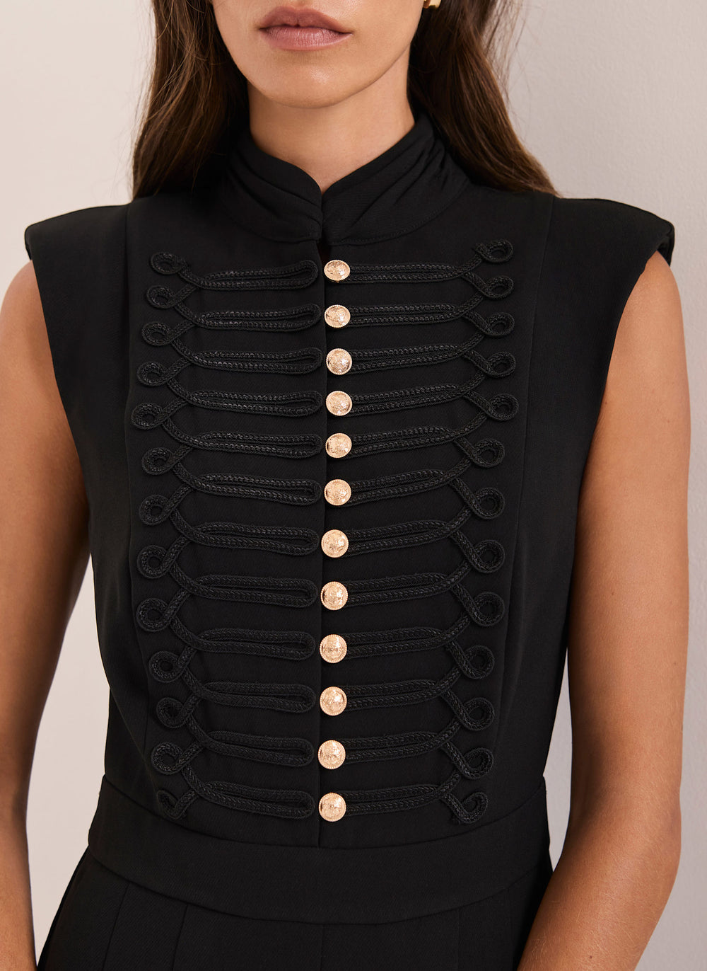 Black Military Detail Jumpsuit