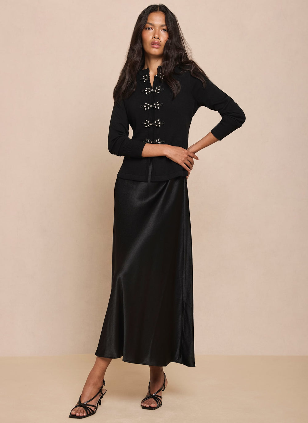 Black Peplum 2-in-1 Midi Dress