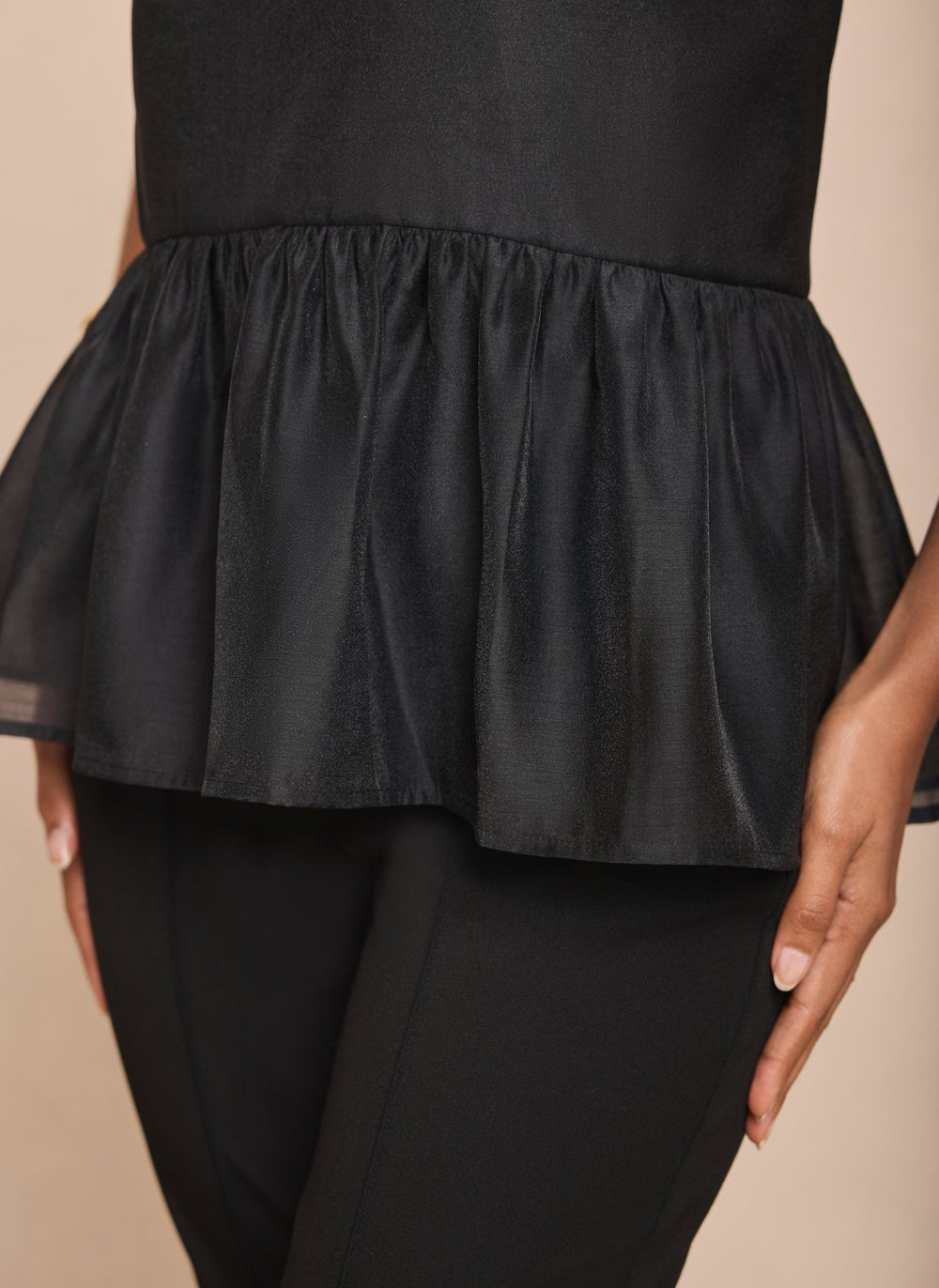 Black Organza Peplum Top
