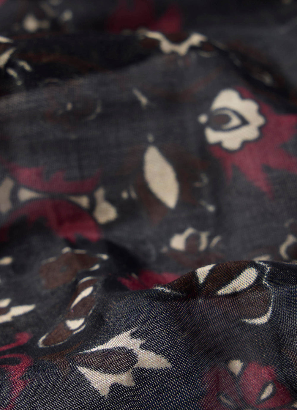 Black Cotton Paisley Print Neck Scarf