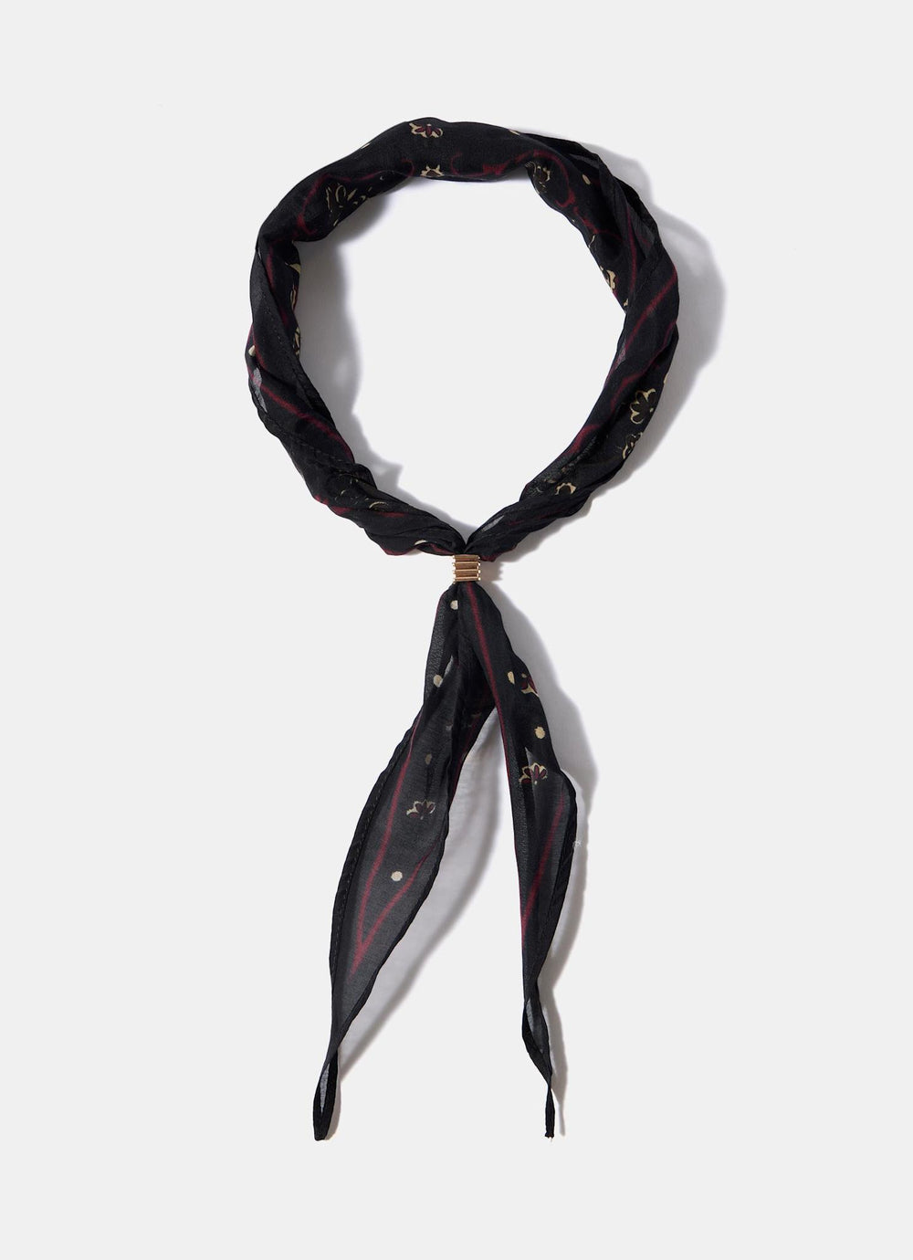 Black Cotton Paisley Print Neck Scarf