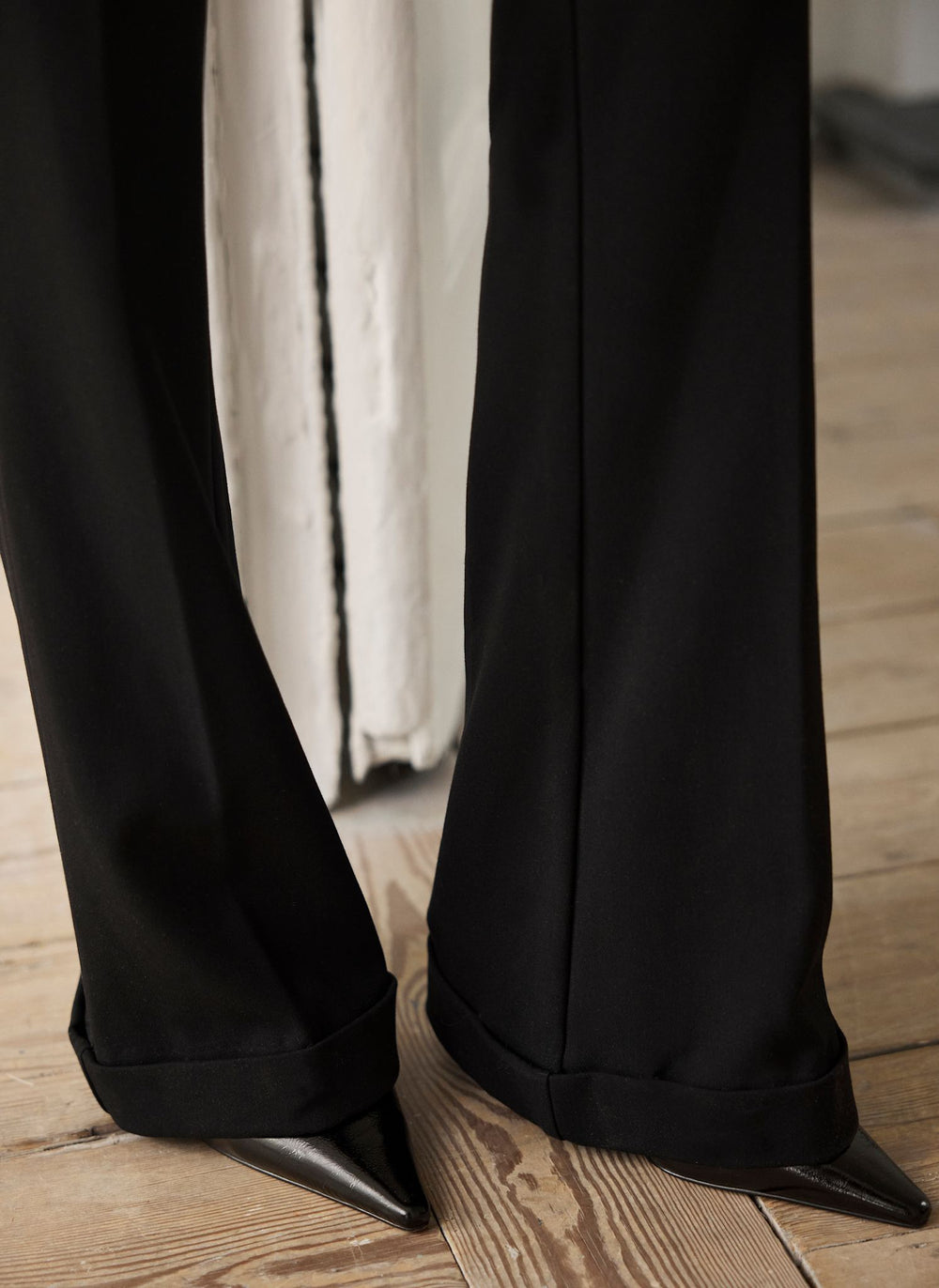 Black Pocket Detail Flared Trousers
