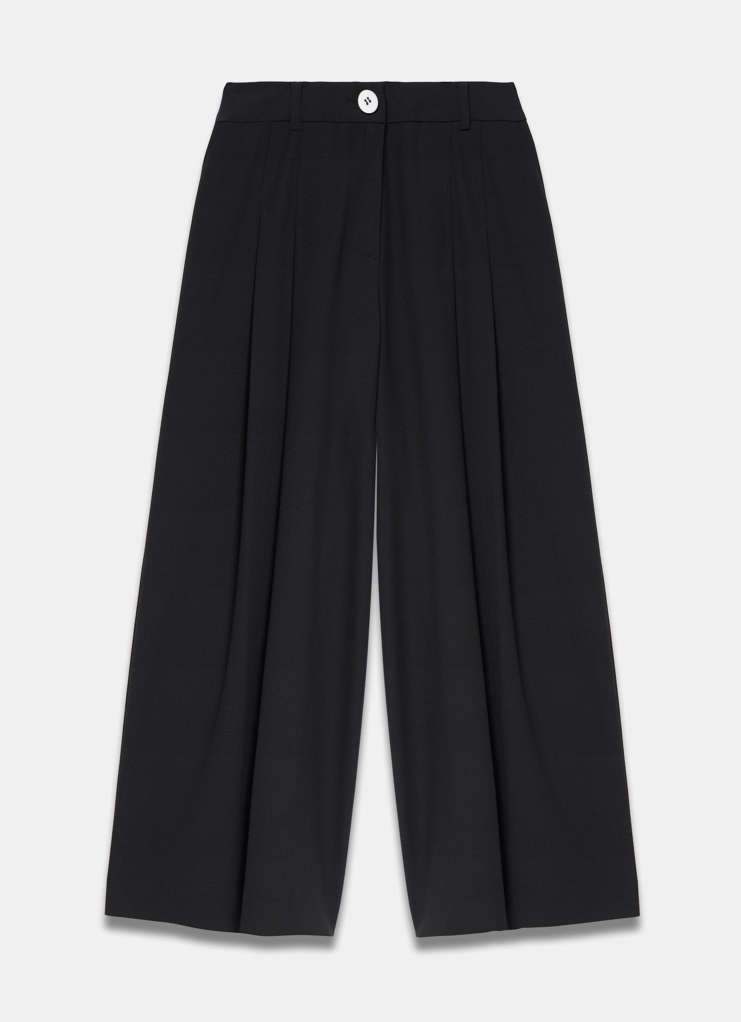 Black Pleated Cropped Wide Trousers – Mint Velvet