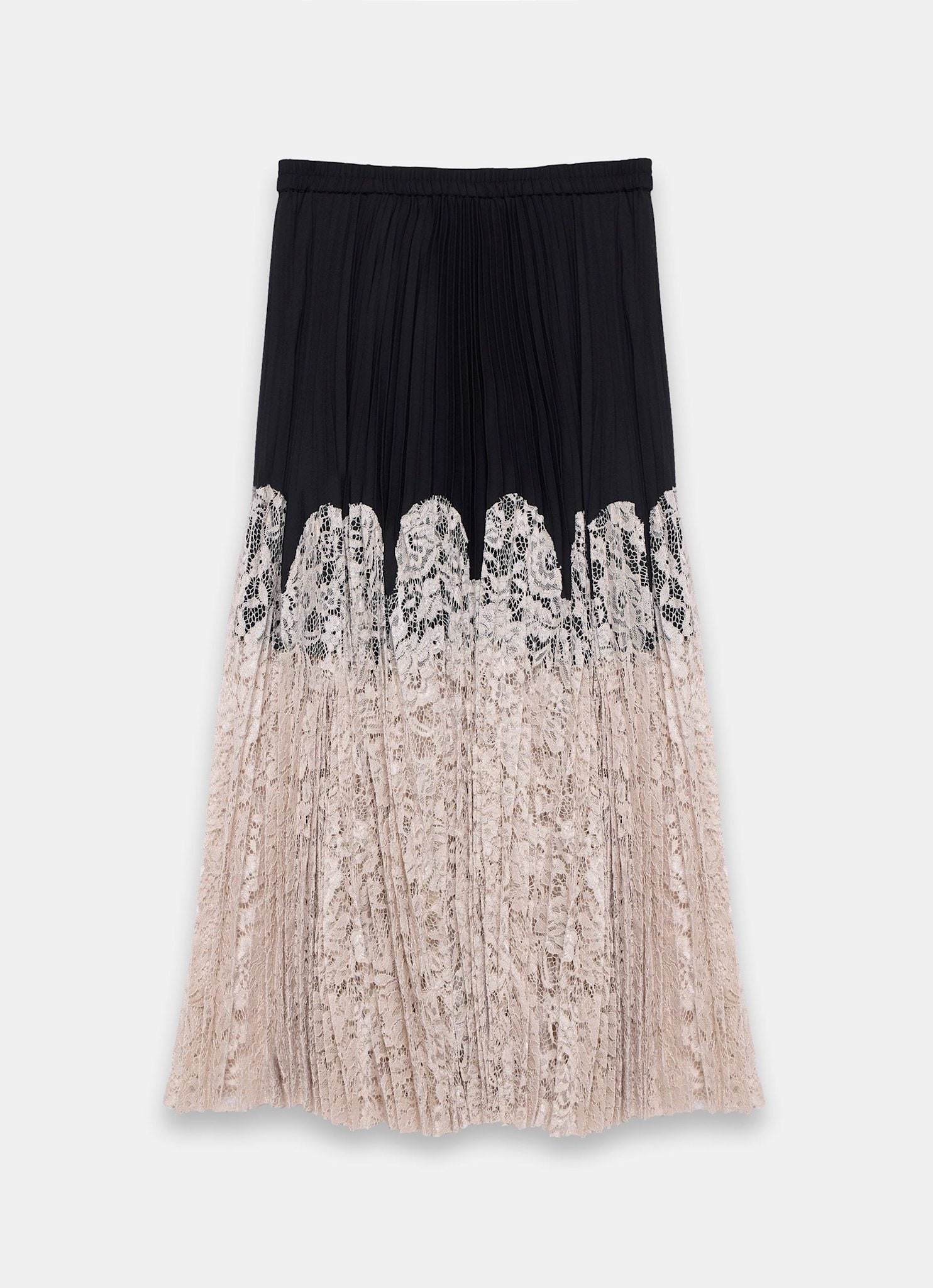 Black Pleated Lace Hem Midi Skirt – Mint Velvet
