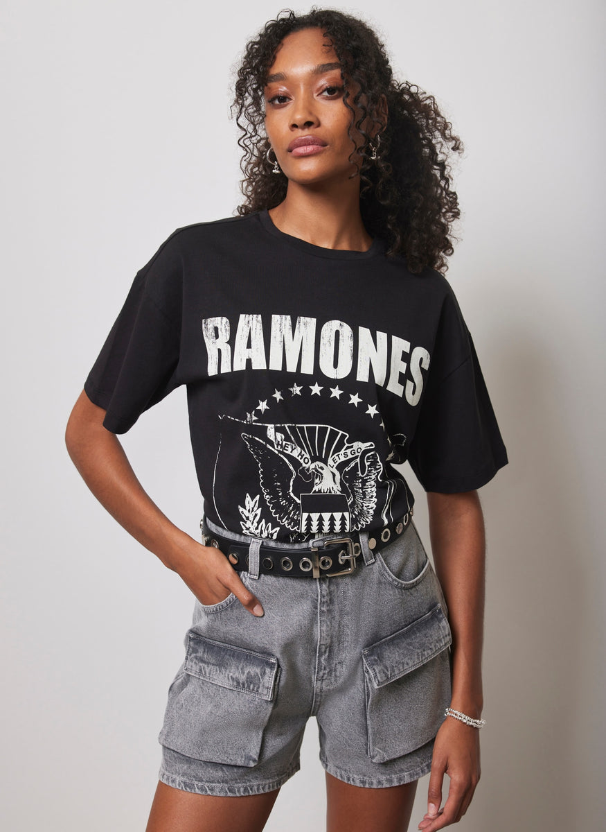 Black Ramones Graphic T Shirt Mint Velvet