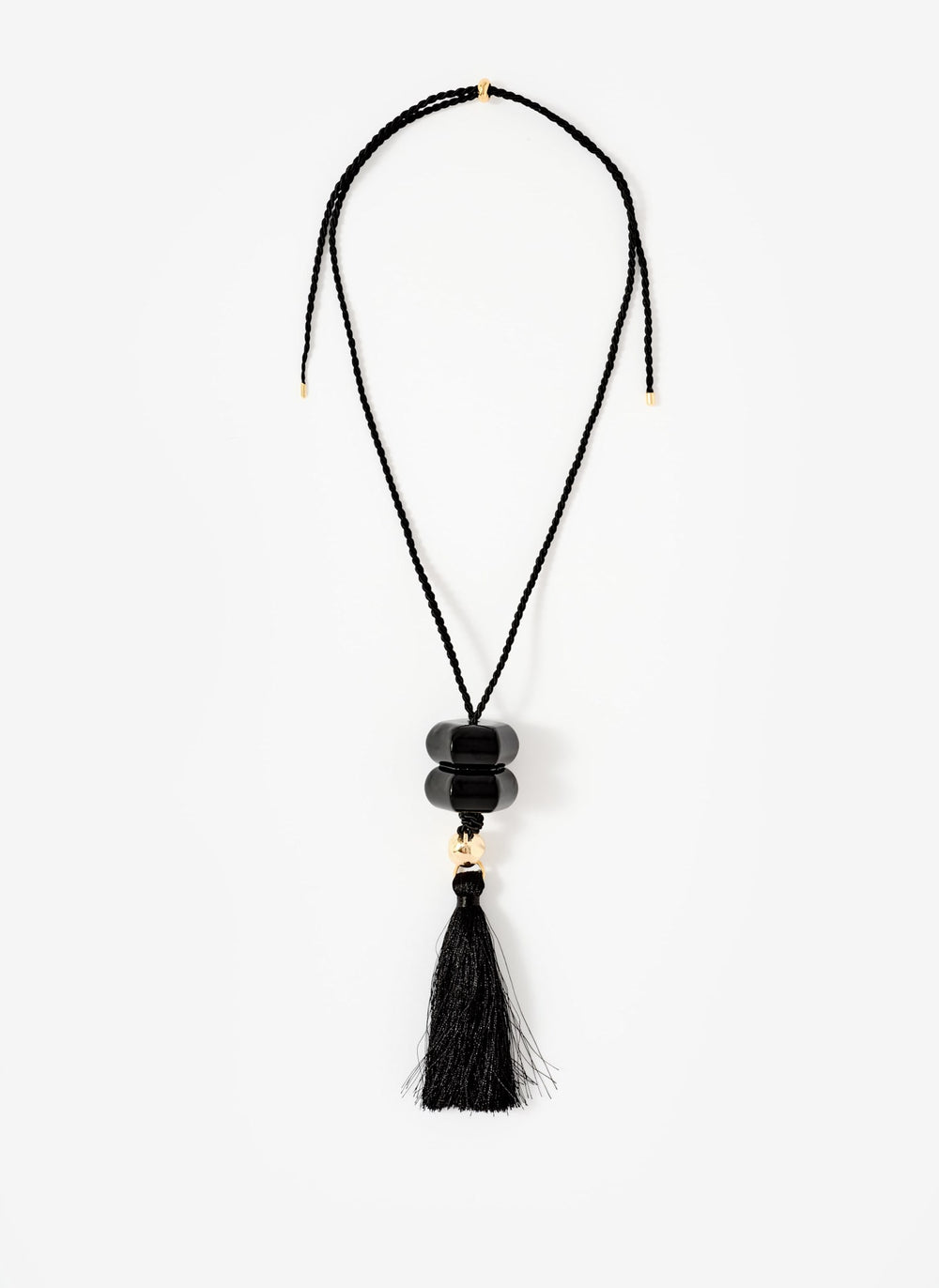 Black Resin Tassel Pendant Necklace