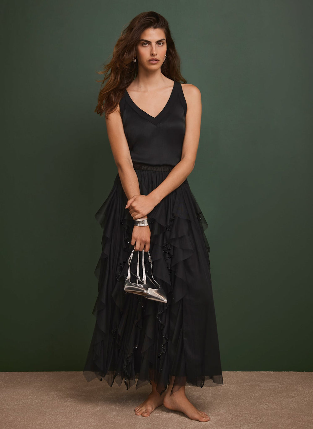 Black Tulle Beaded Maxi Skirt – Mint Velvet