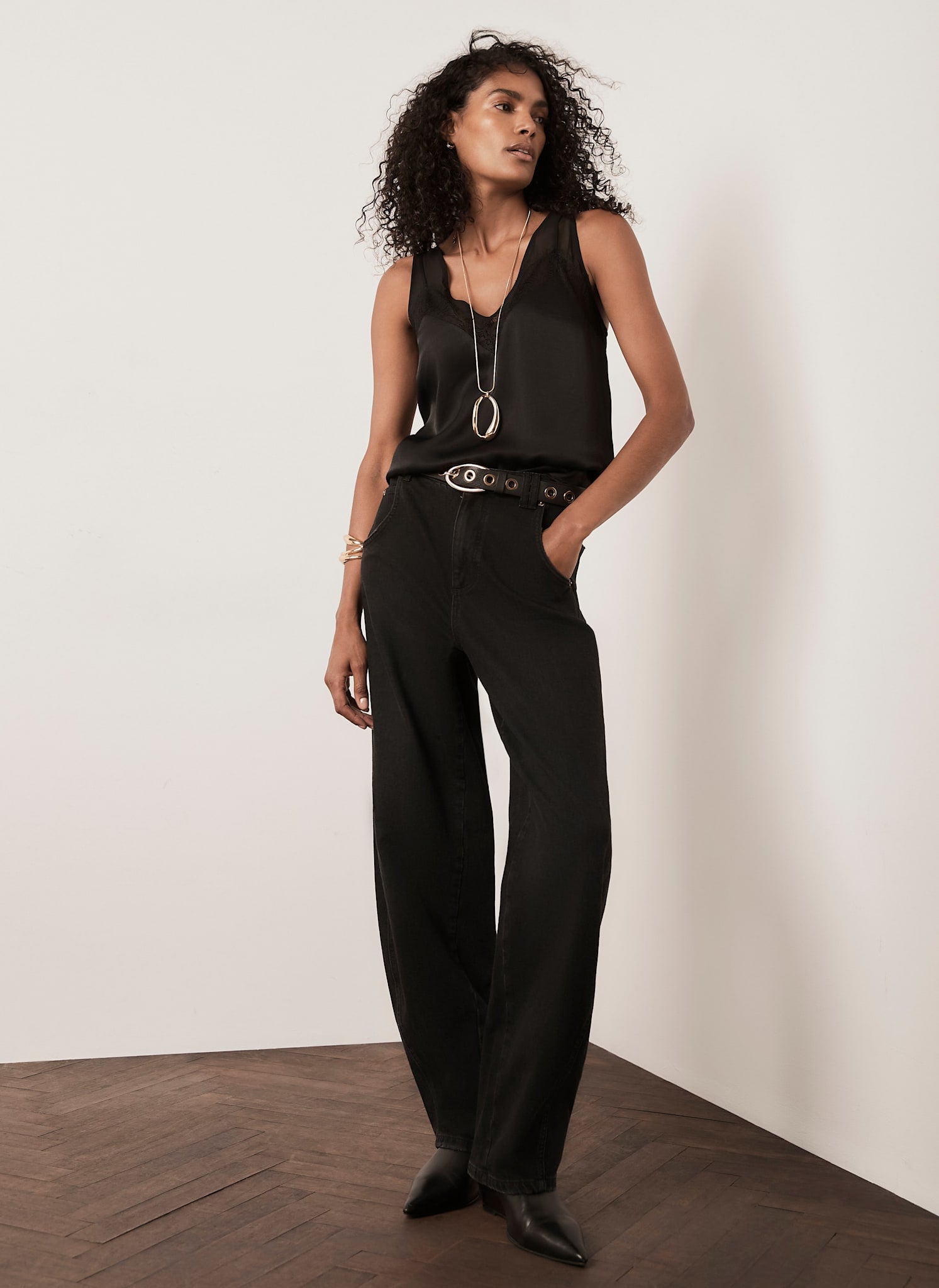 Black Satin Lace Camisole Top – Mint Velvet