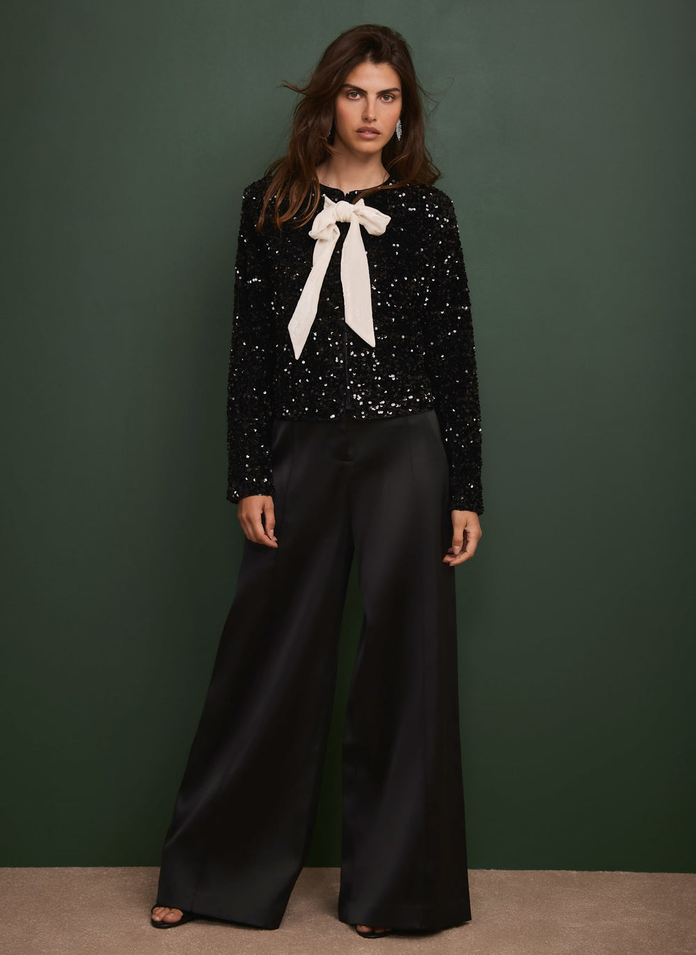 Black Satin Wide Trousers