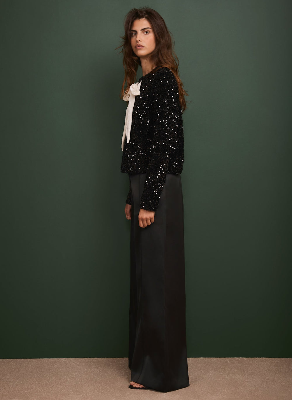 Black Satin Wide Trousers