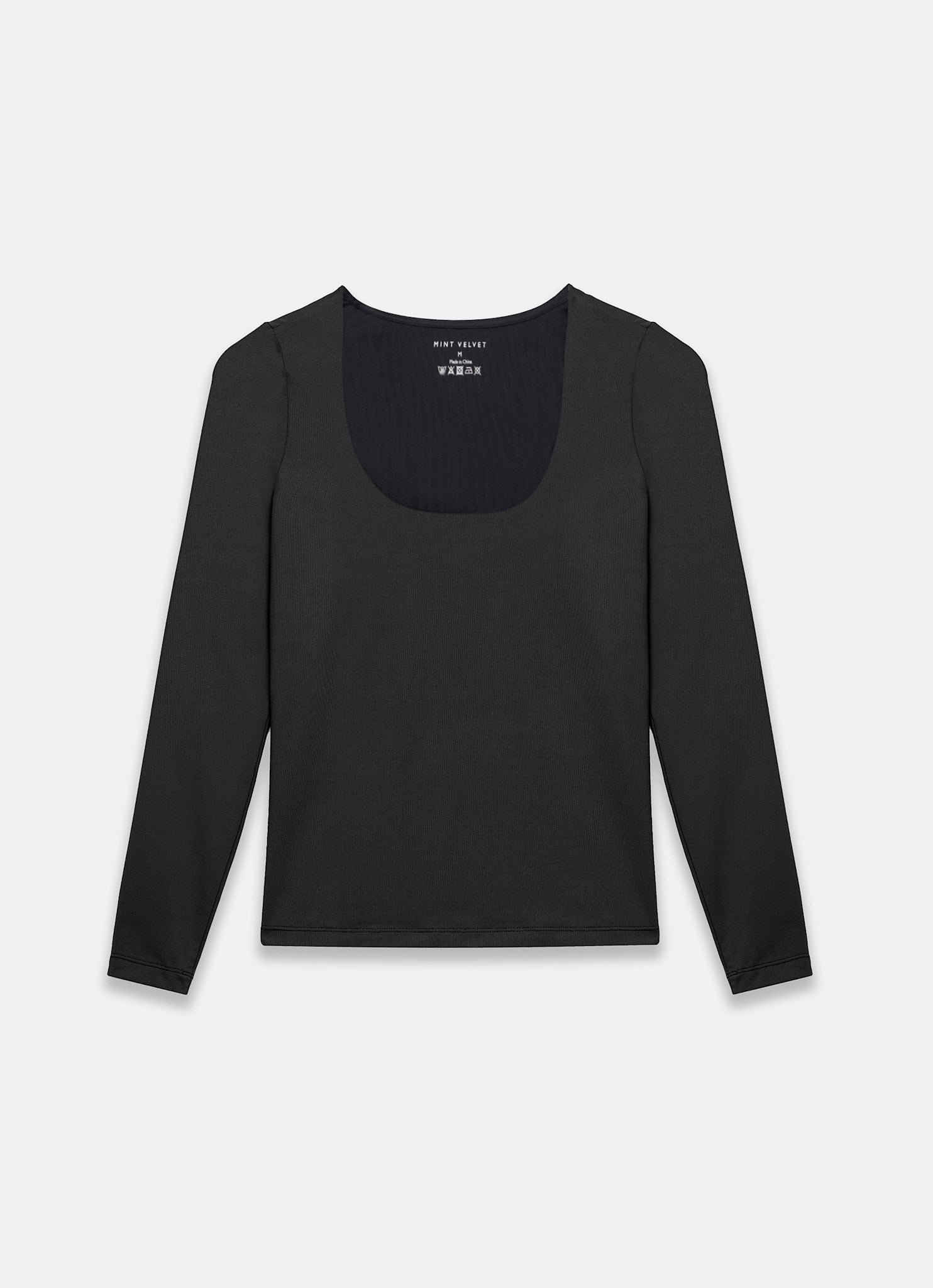 Black Scoop Neck Long Sleeve Top – Mint Velvet