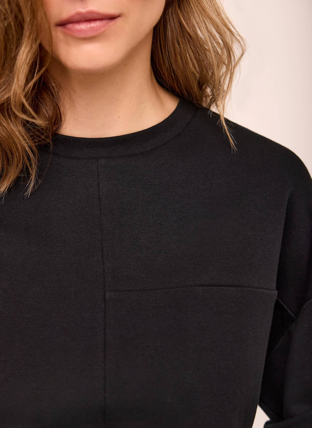 Black Cotton Seam Detail T-shirt