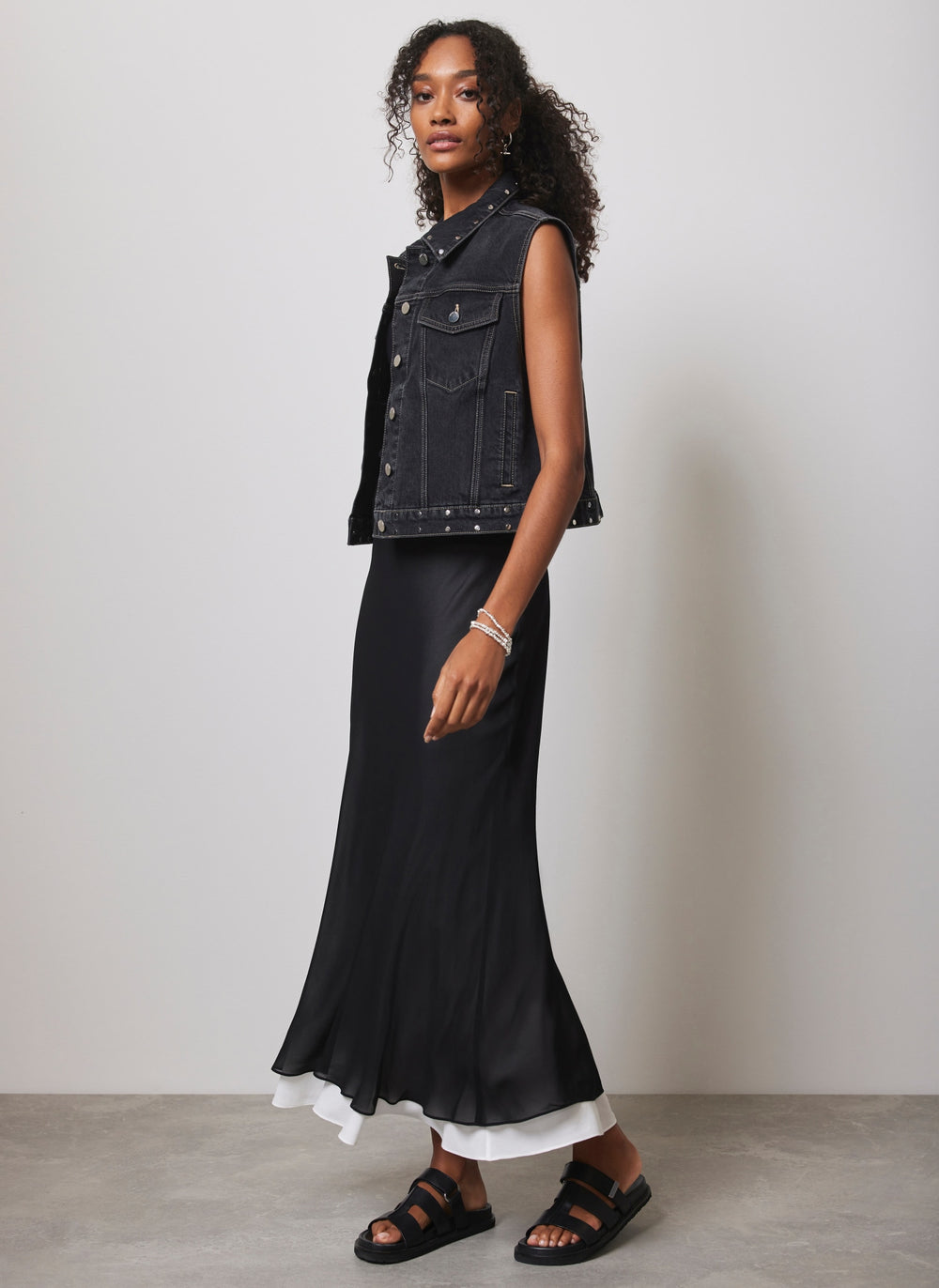 Black Layered Maxi Skirt