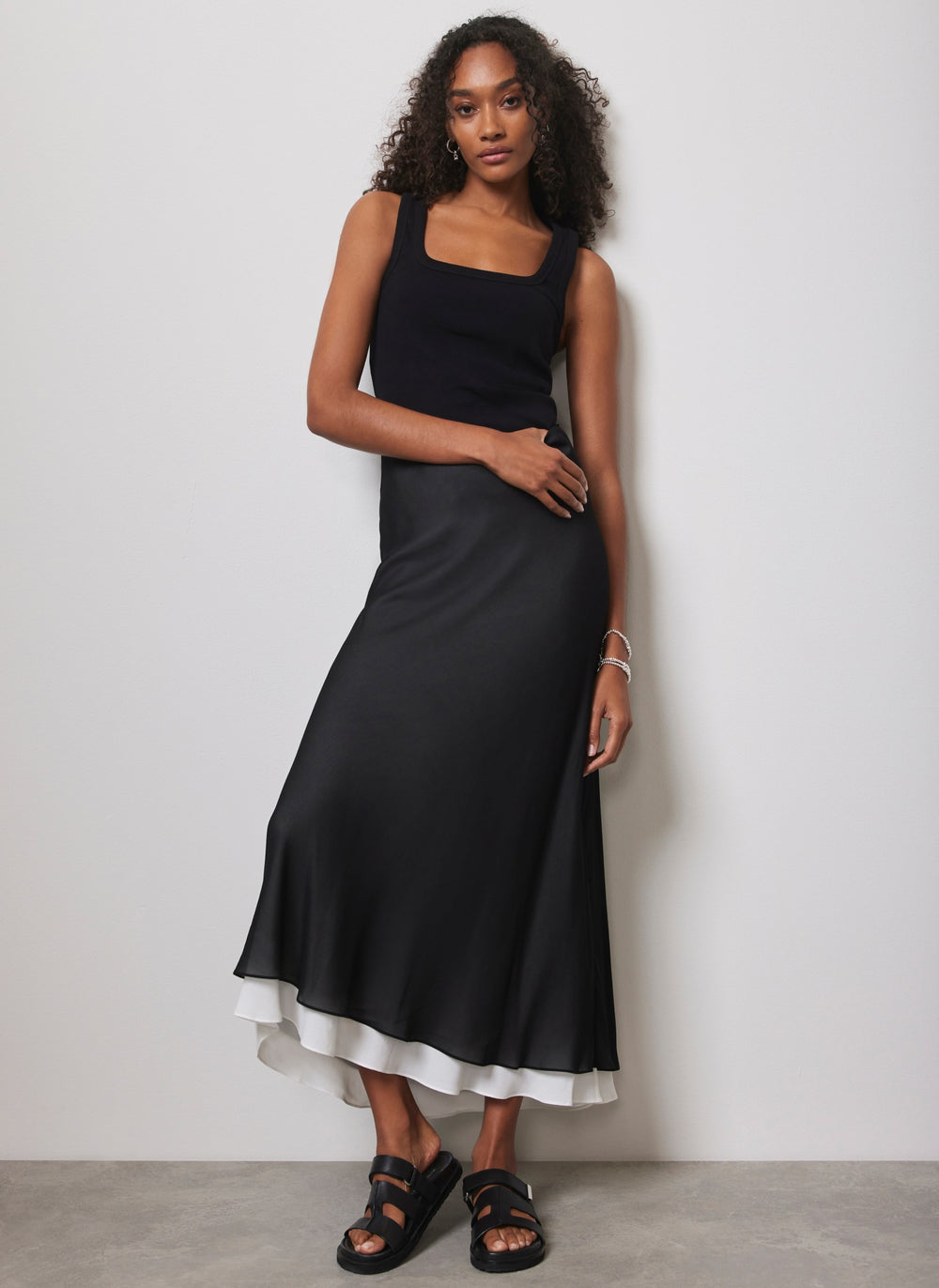 Black Layered Maxi Skirt