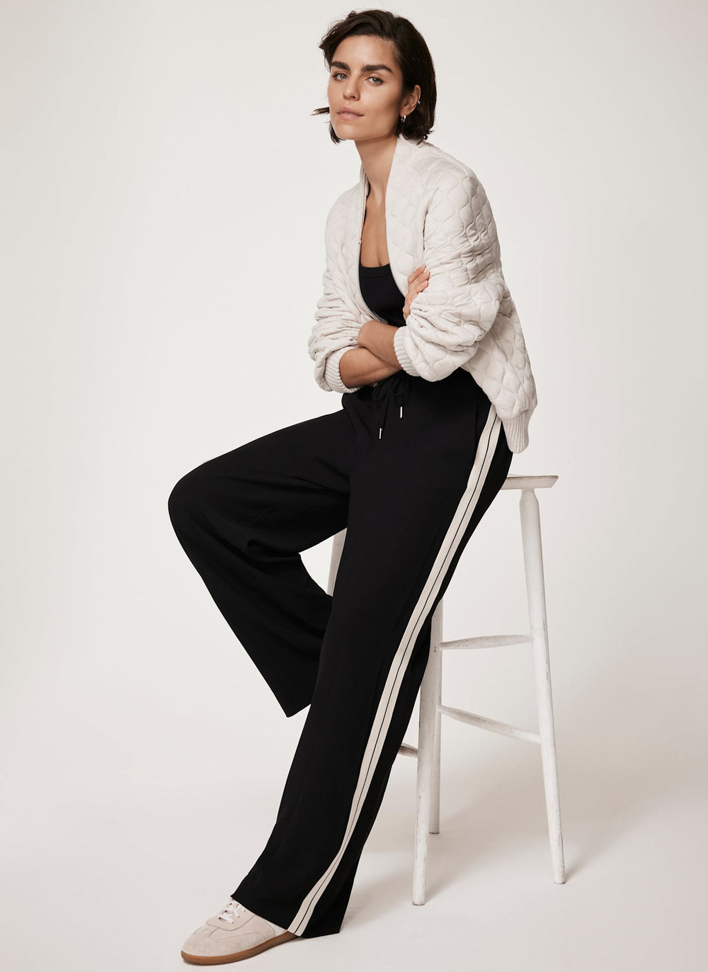 Black Side Stripe Wide Trousers
