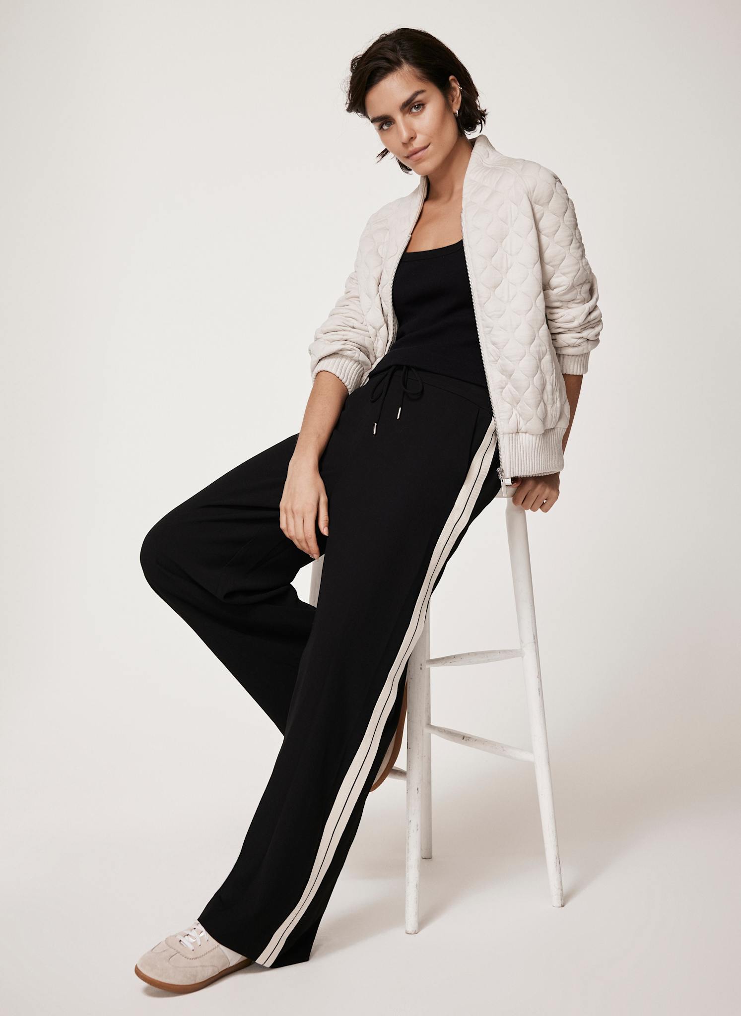 Black Side Stripe Wide Trousers – Mint Velvet