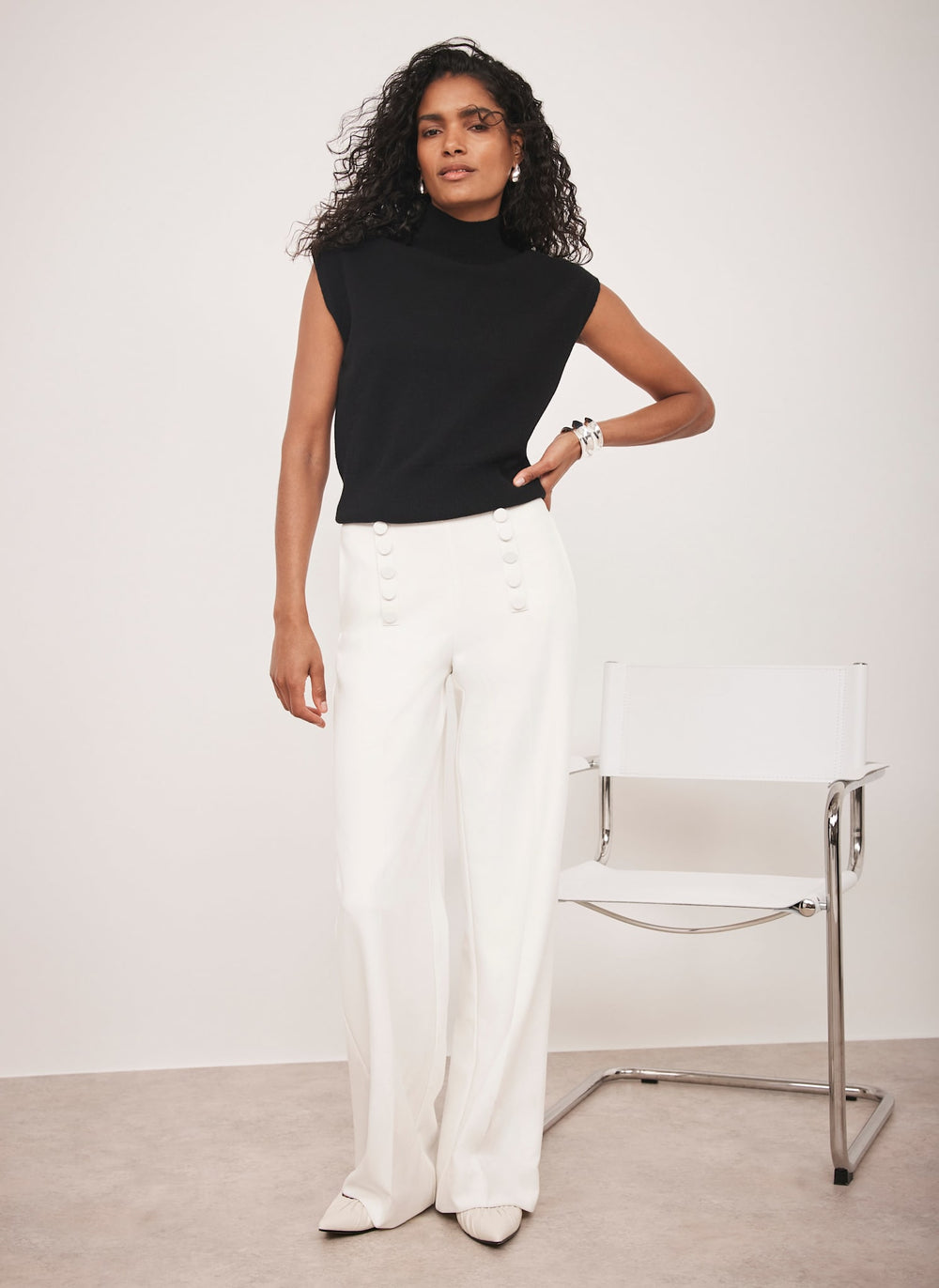 Black Cotton Blend Knit Top