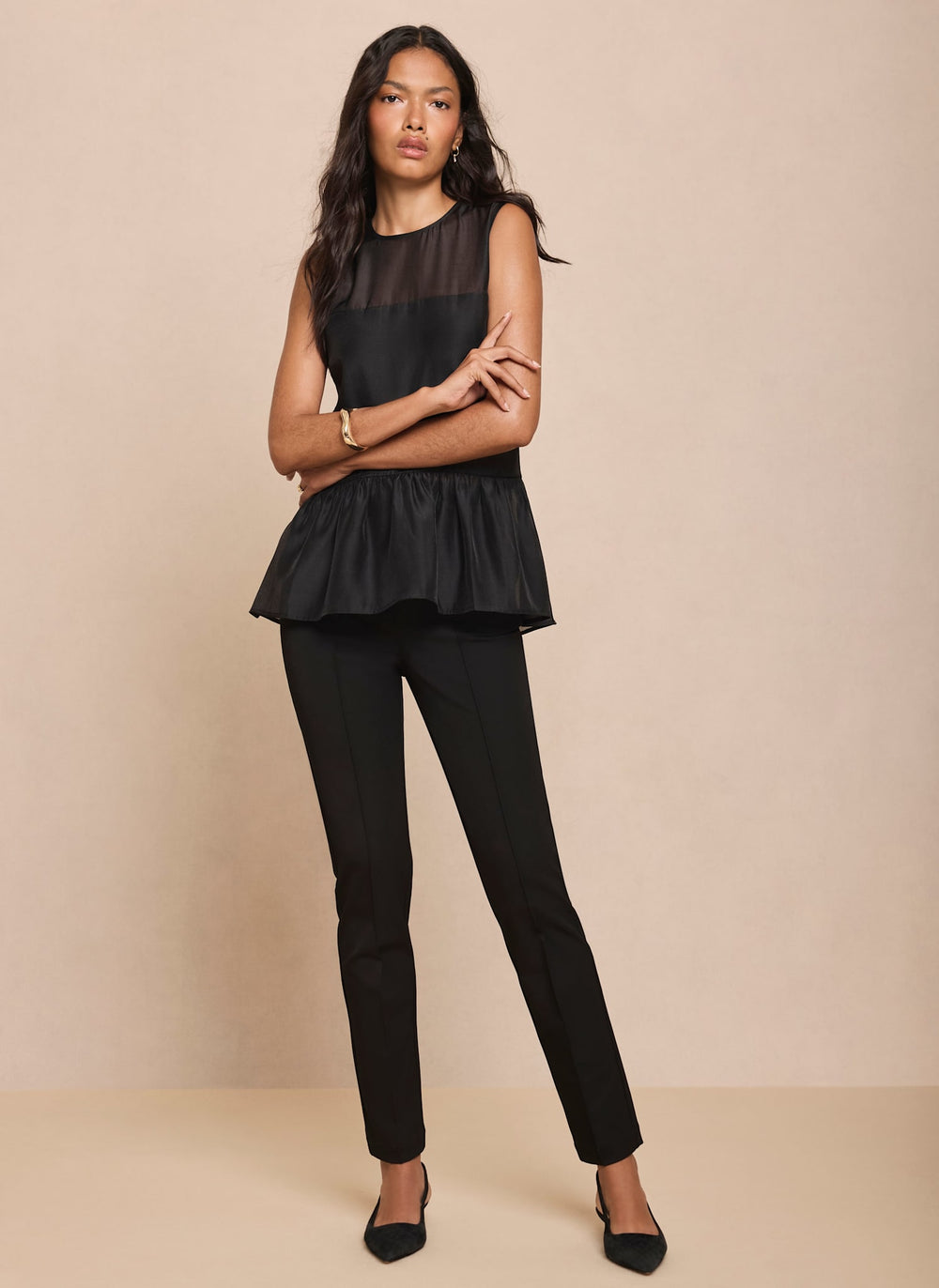 Black Slim Split Detail Tailored Trousers
