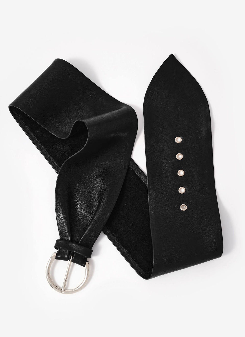 Black Leather Soft Wide Waist Belt