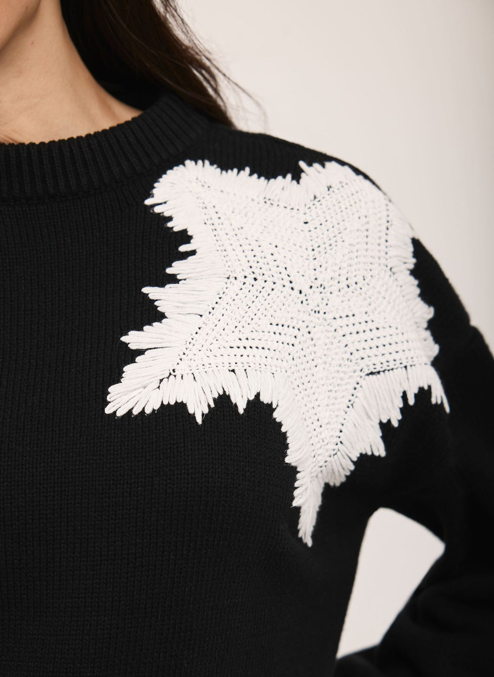 Black Cotton Blend Star Jumper