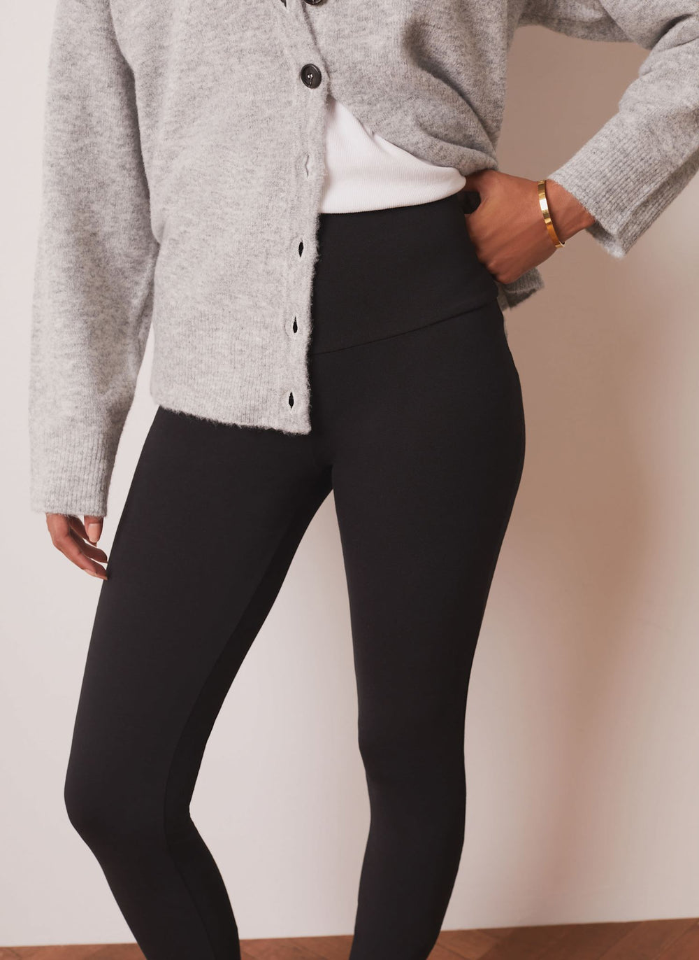 Black Jersey Straight Leggings