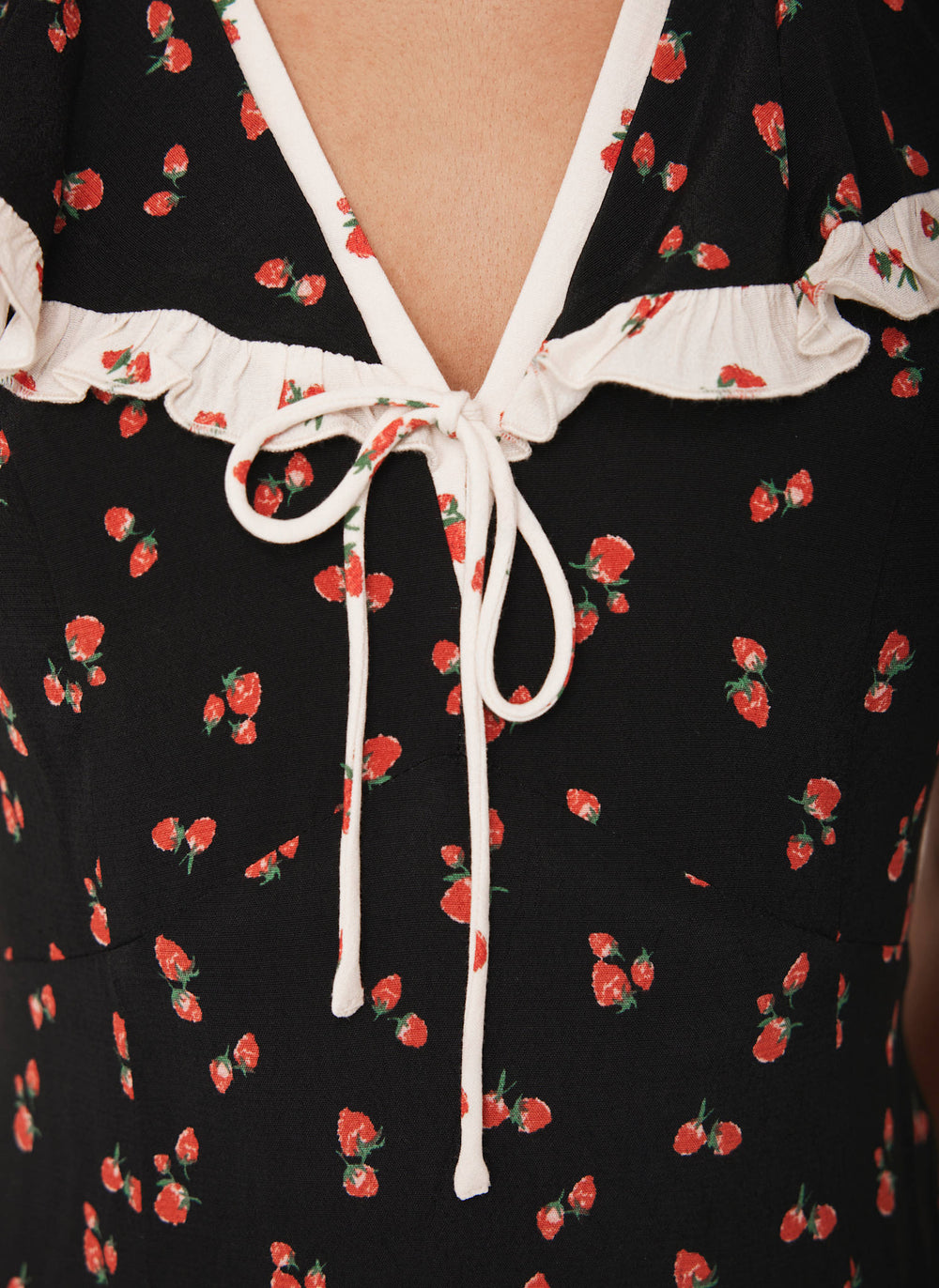 Black Strawberry Print Maxi Dress