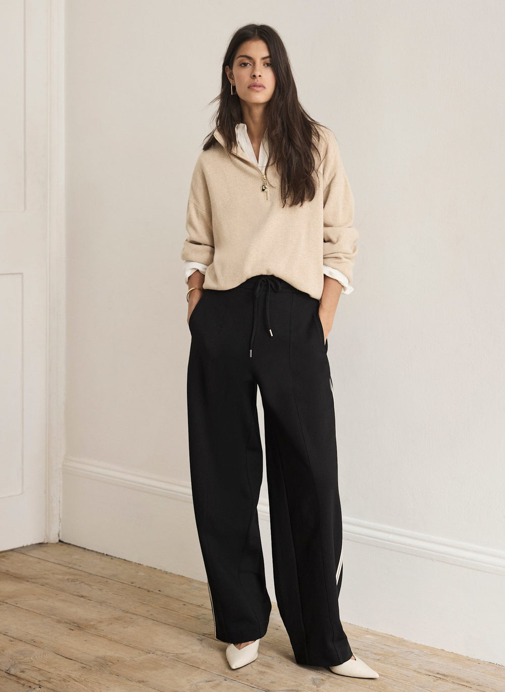 Black Side Stripe Barrel Trousers