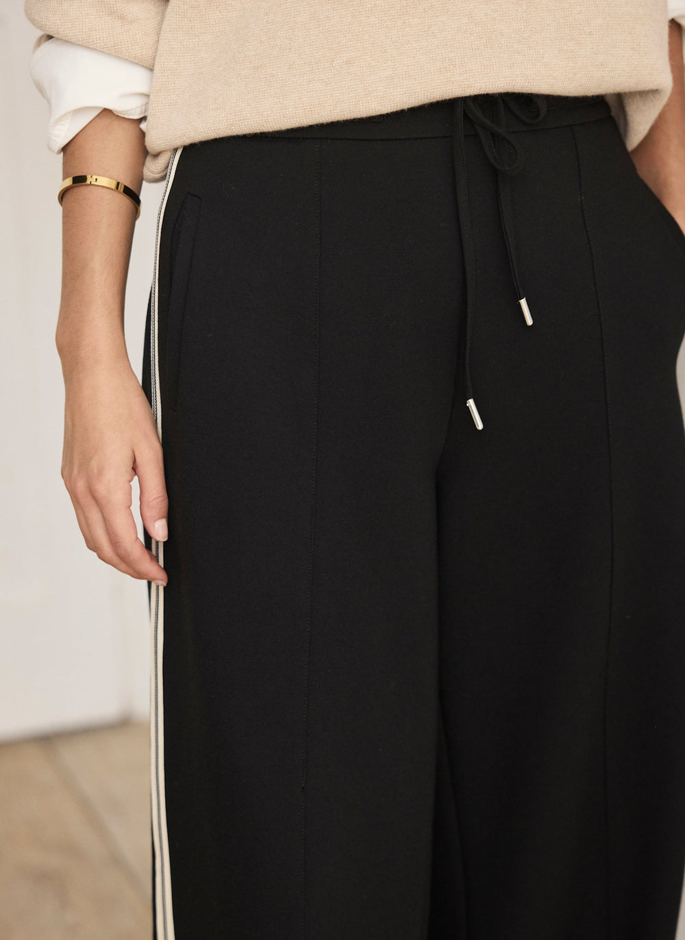 Black Side Stripe Barrel Trousers