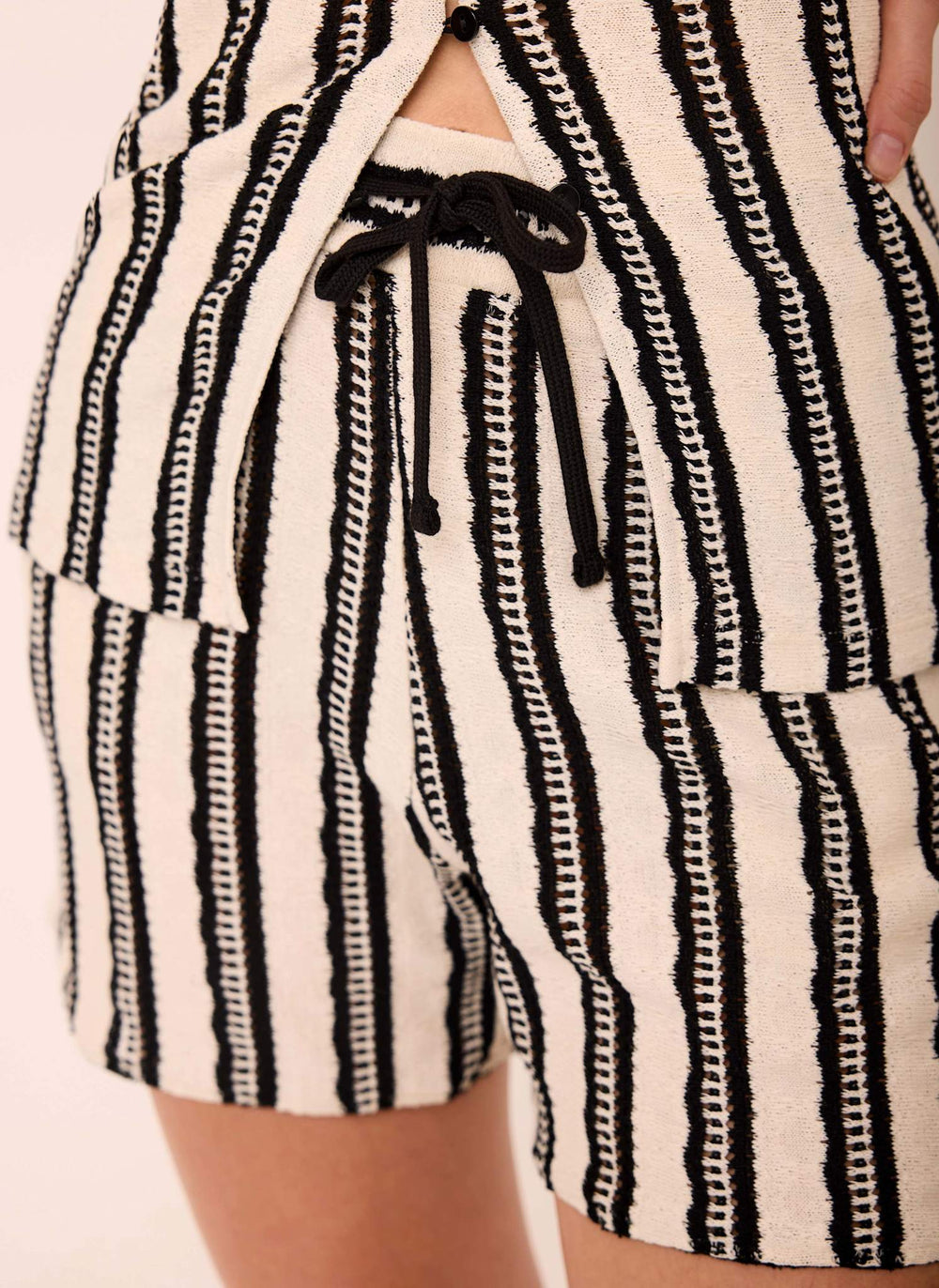 Black Stripe Beach Short Set