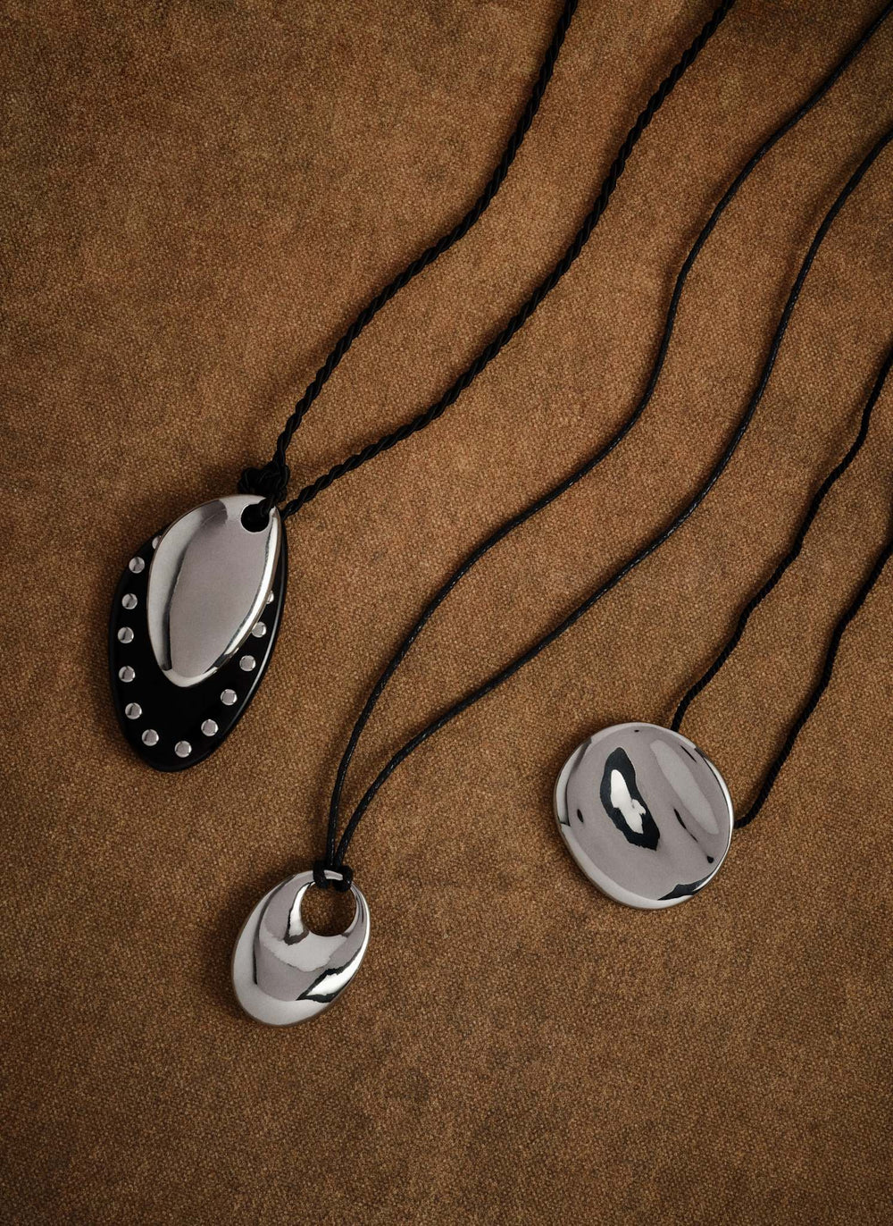 Black Studded Pendant Necklace