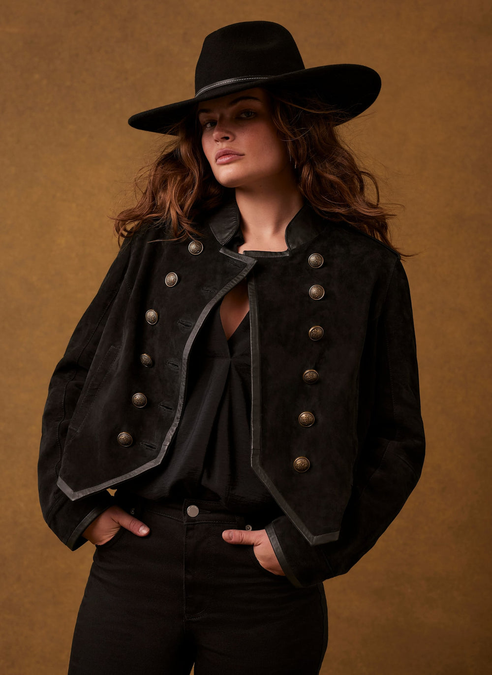 Black Suede Military Jacket