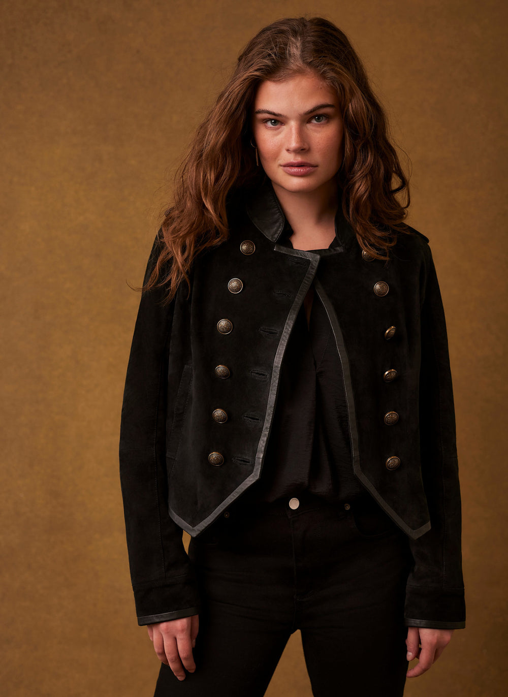 Black Suede Military Jacket