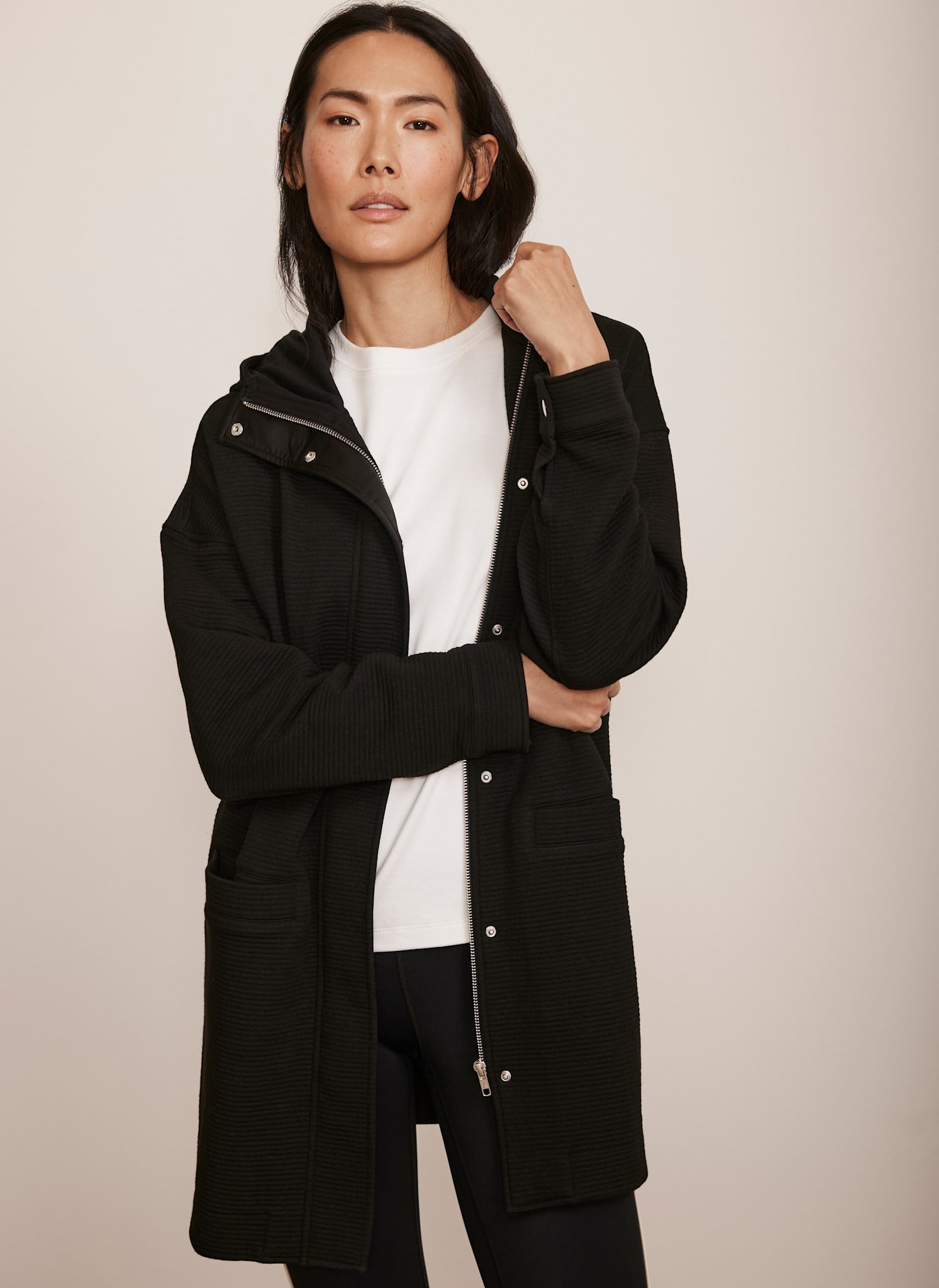 Textured Hooded Coat
