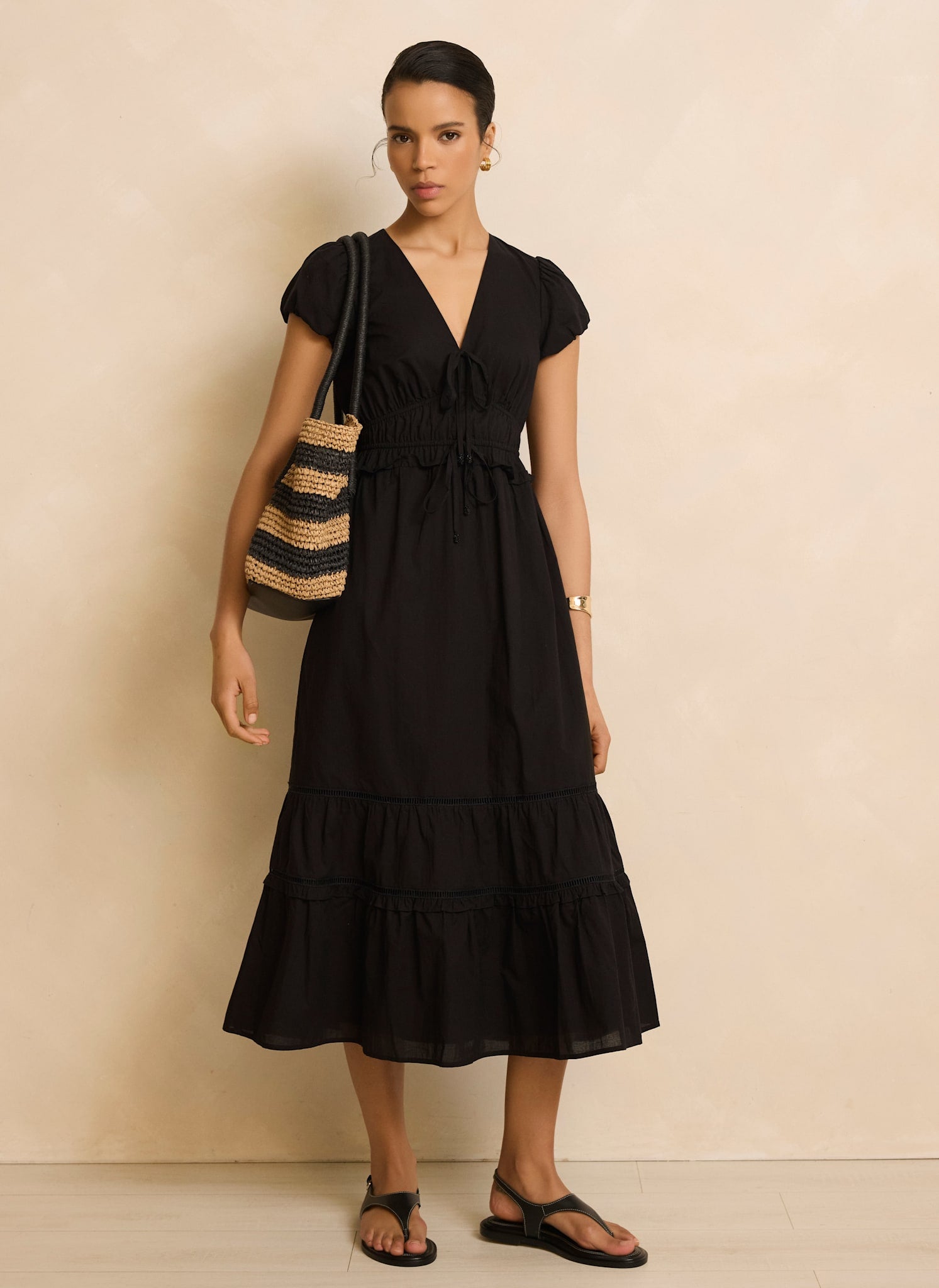 Black Cotton Midi Dress – Mint Velvet