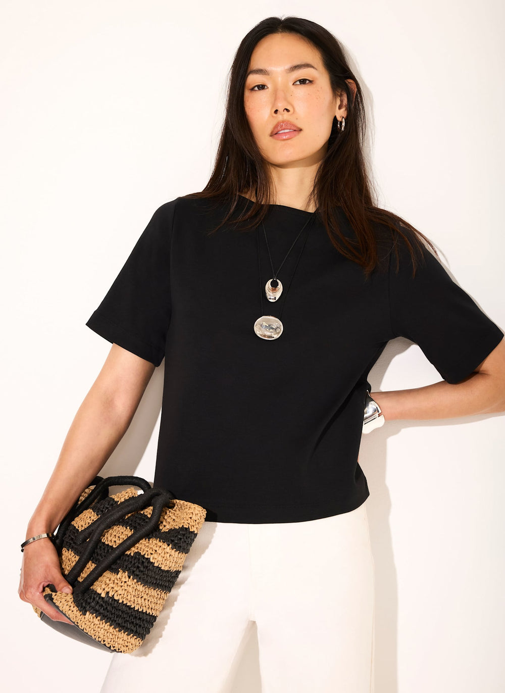 Black Slash Neck T Shirt