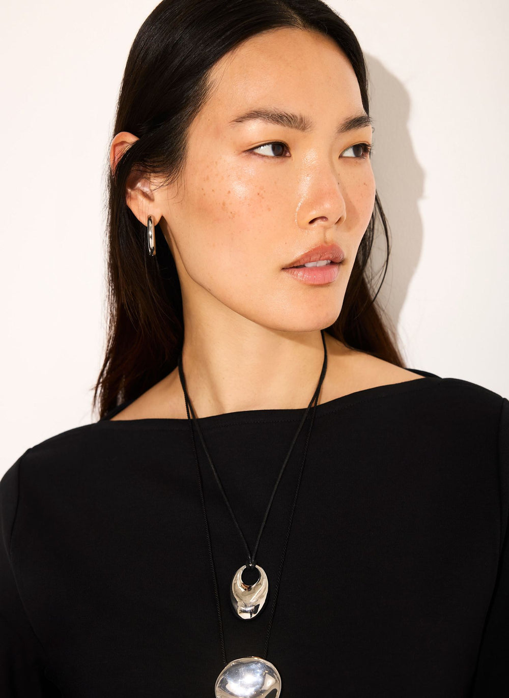 Black Slash Neck T Shirt