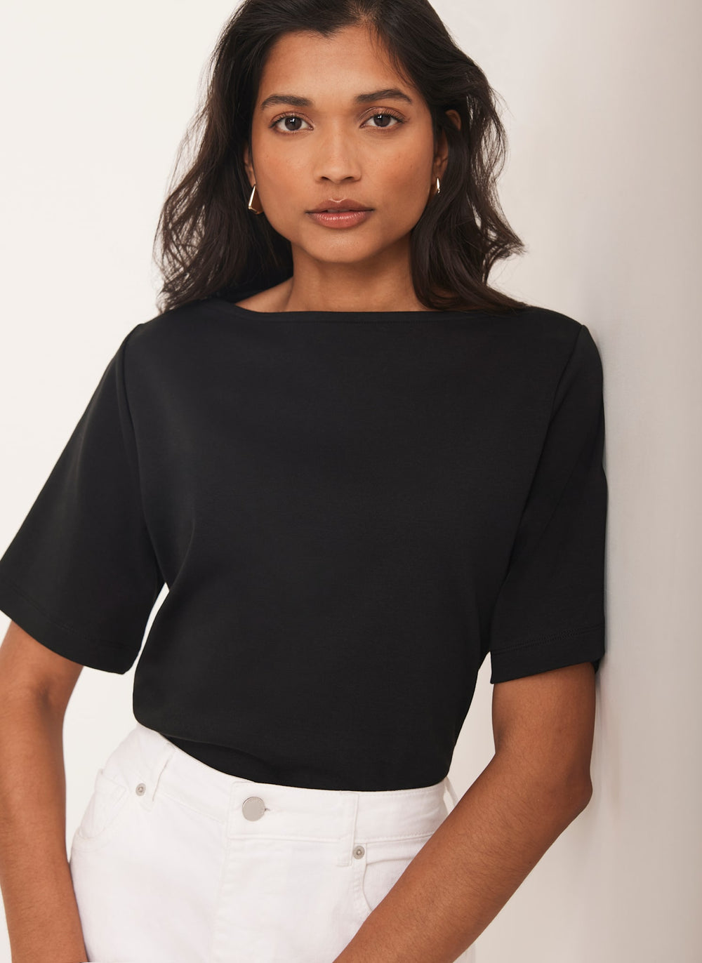 Black Slash Neck T-Shirt