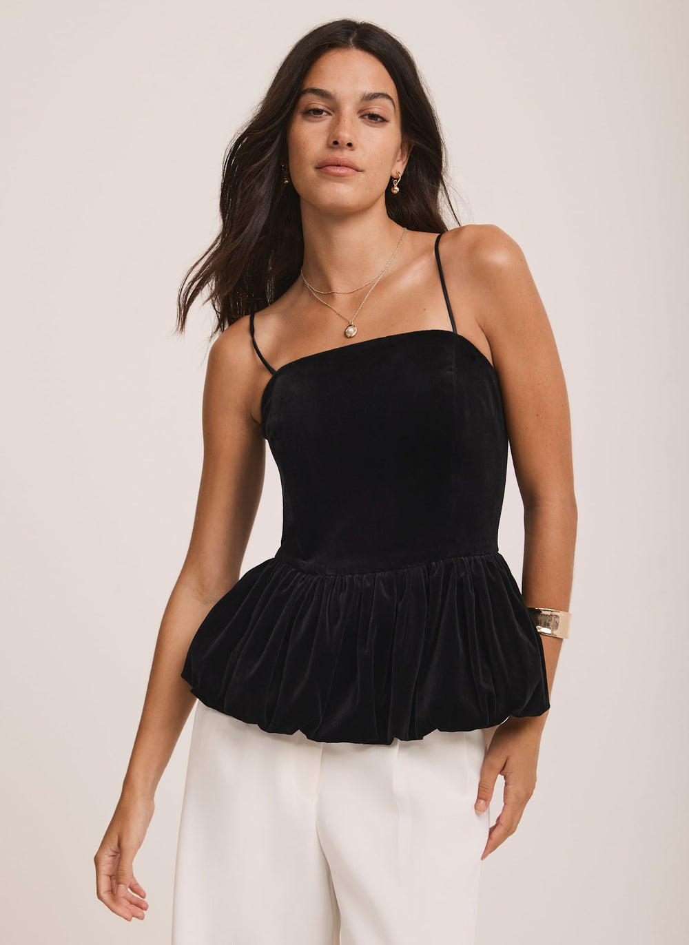 Black Velvet Peplum Top