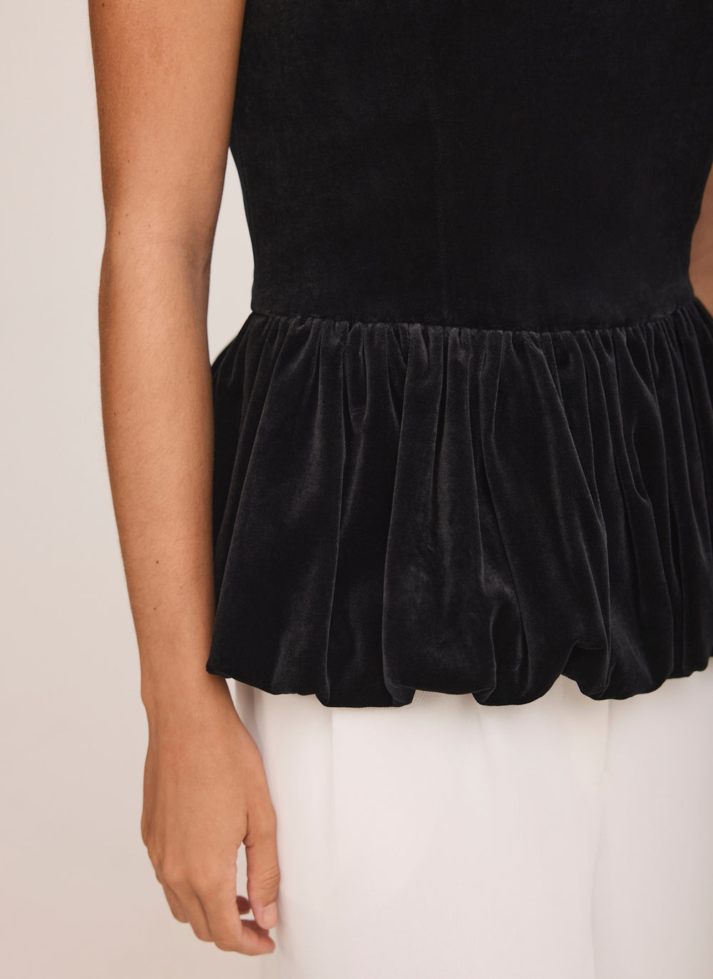 Black Velvet Peplum Top