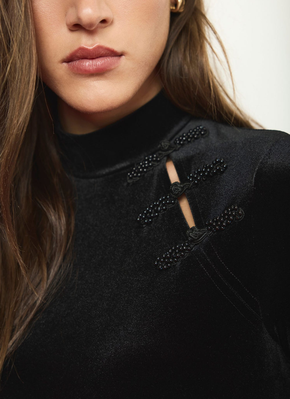 Black Velvet High Neck Top