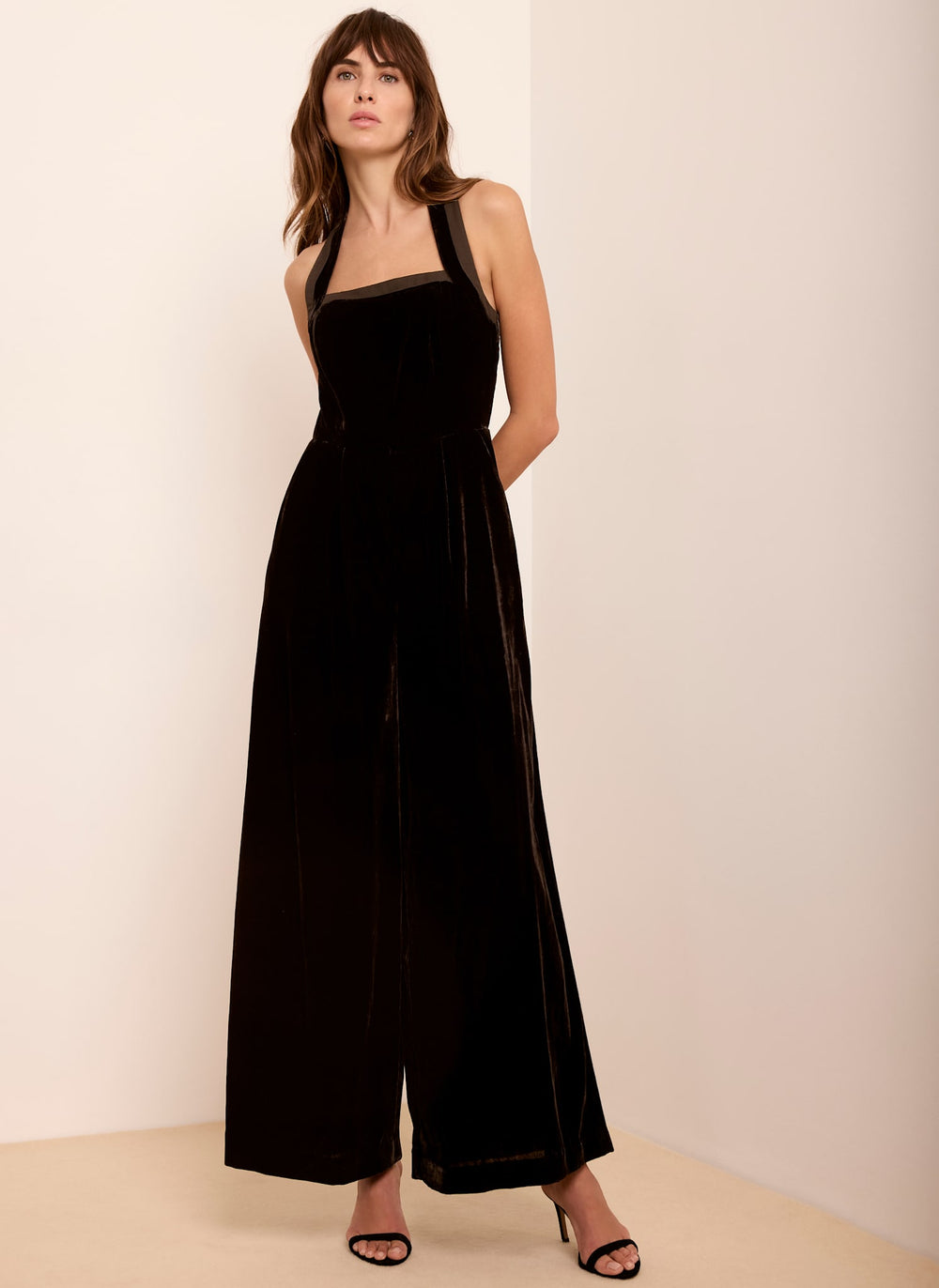 Black Velvet Halter Jumpsuit