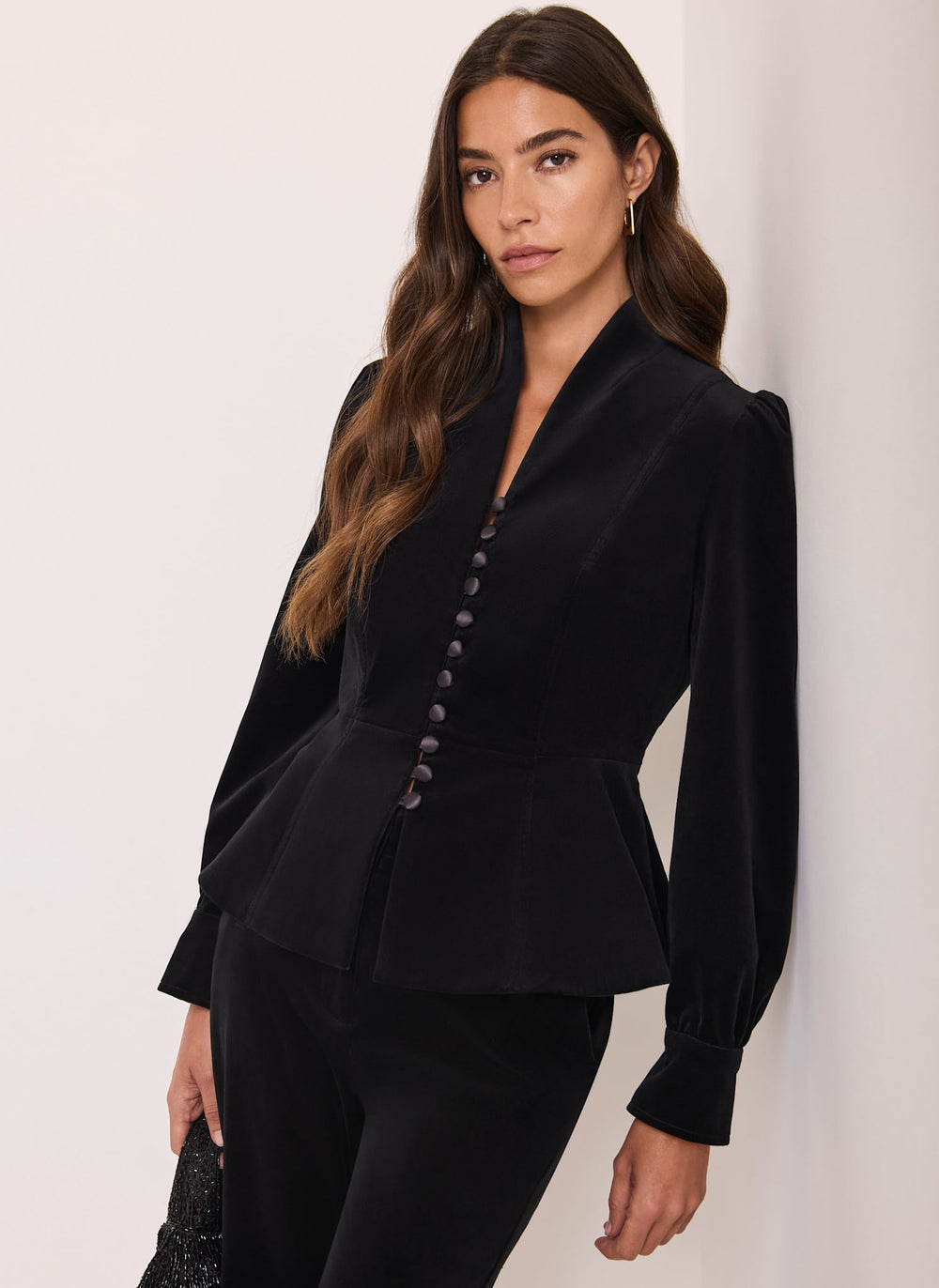 Black Velvet Peplum Jacket