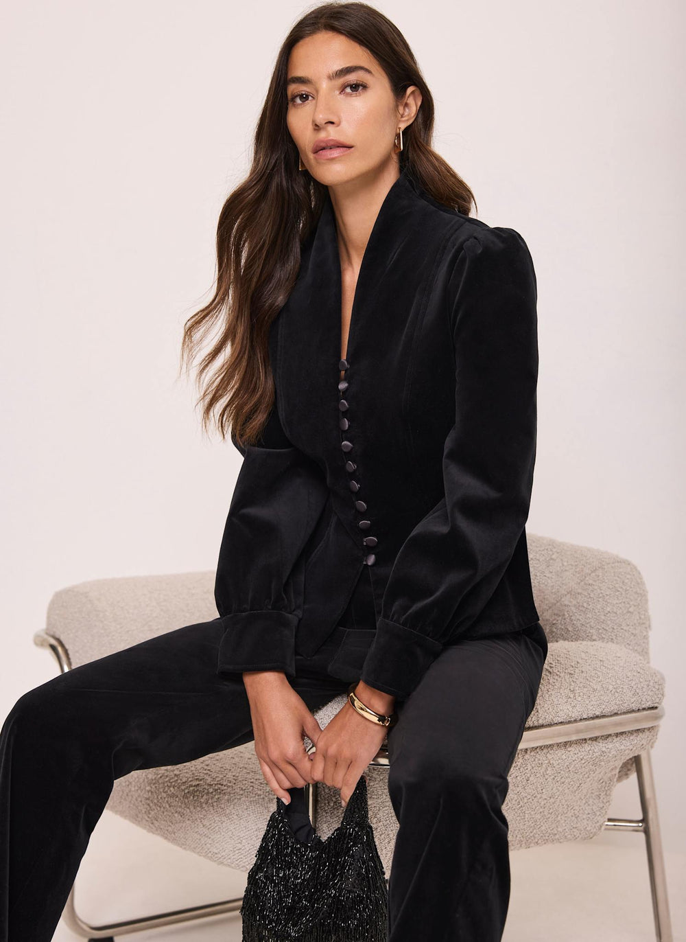 Black Velvet Peplum Jacket