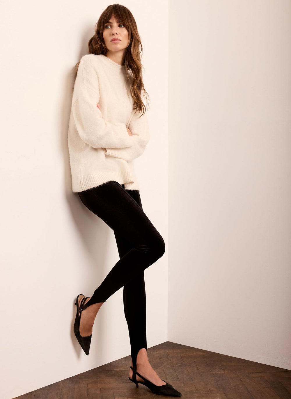 Black Velvet Stirrup Leggings