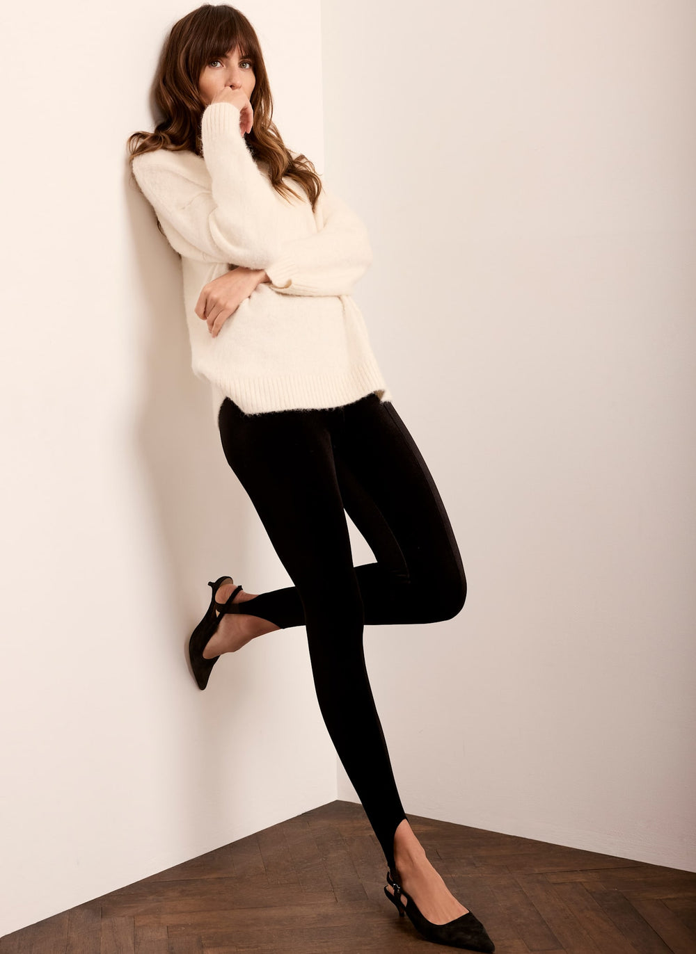 Black Velvet Stirrup Leggings