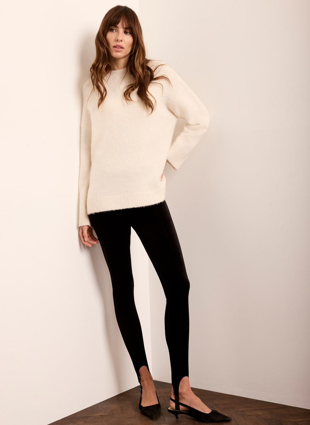 Black Velvet Stirrup Leggings
