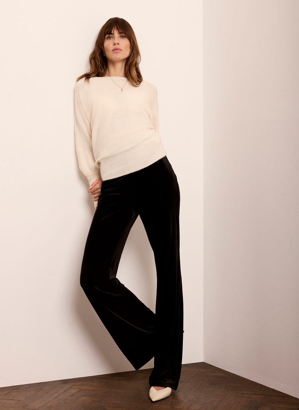 Black Velvet Wide Leg Trousers