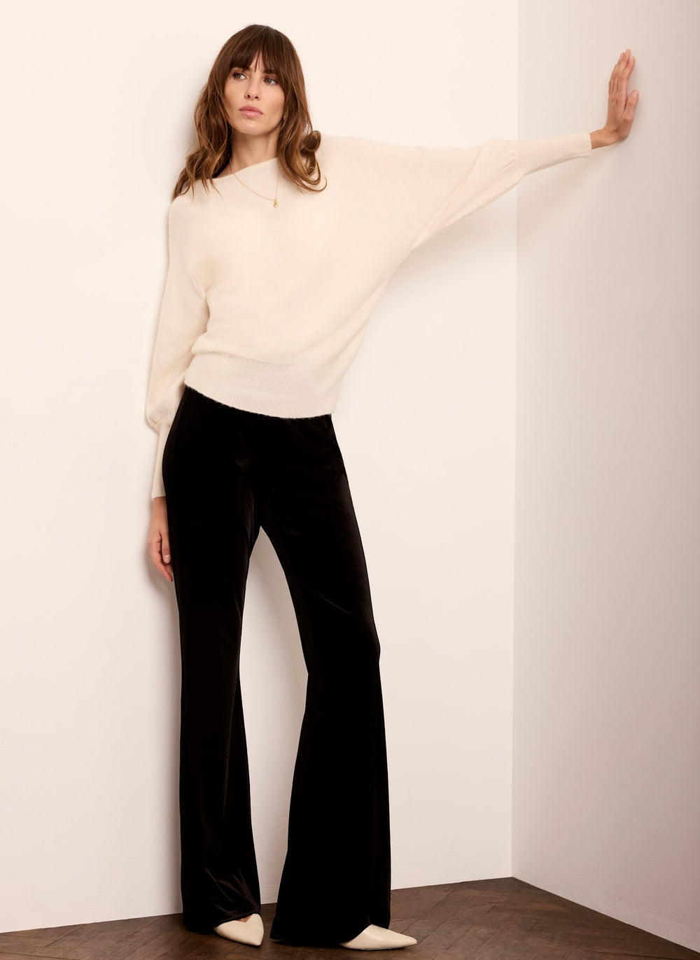 Black Velvet Wide Leg Trousers